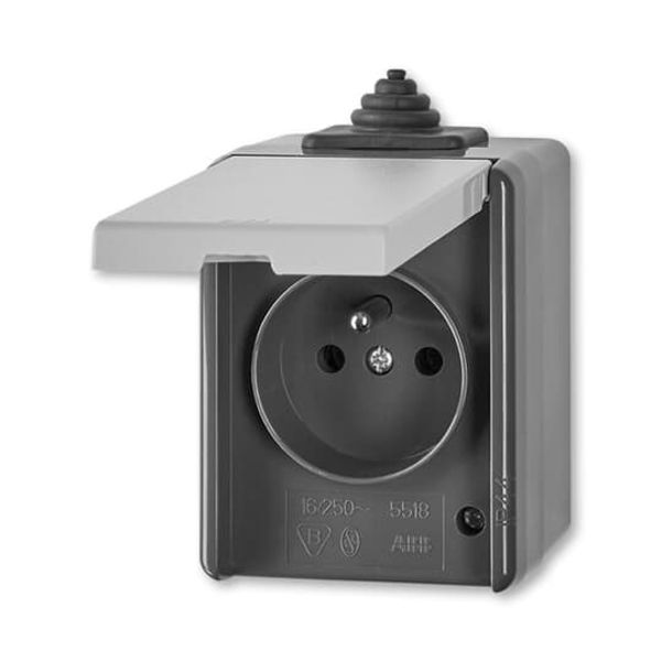 5518-2929 S Socket outlet with earthing pin, with hinged lid image 1