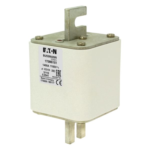 Fuse-link, high speed, 1400 A, AC 1100 V, size 3, 76 x 90 x 139 mm, aR, DIN, IEC, single indicator image 5