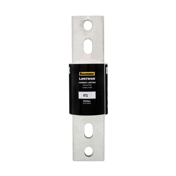 Eaton Bussmann Series KTU Fuse, Current-limiting, Fast Acting Fuse, 600V, 1600A, 200 kAIC at 600 Vac, Class L, Bolted blade end X bolted blade end, Melamine glass tube, Silver-plated end bells, Bolt, 3, Inch, Non Indicating image 1