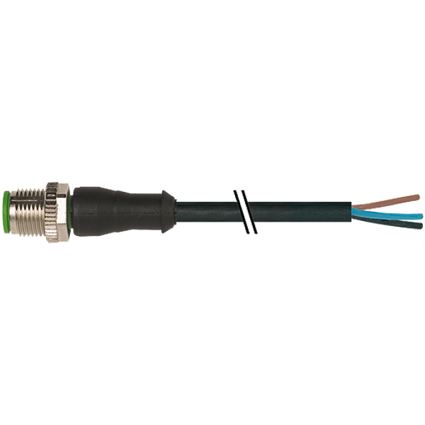 M12 male 0° A-cod. with cable PUR 3x0.34 bk UL/CSA+robot+drag ch. 10m image 1