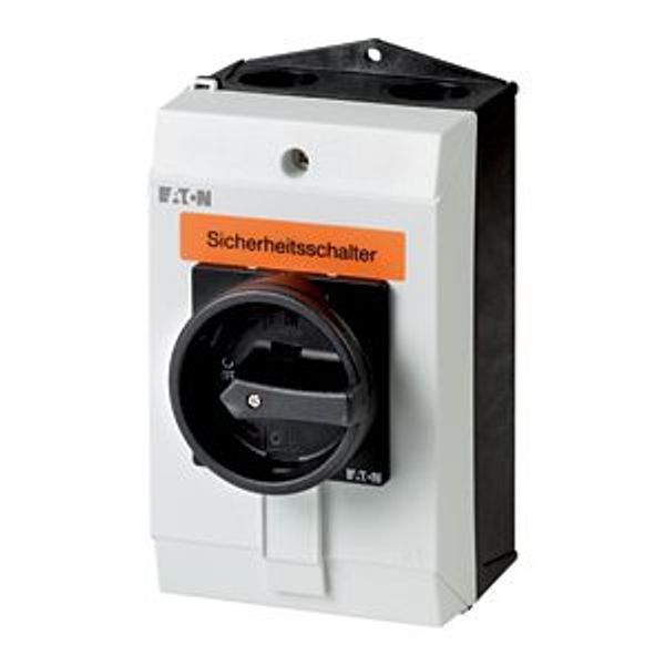 Safety switch, P1, 32 A, 3 pole, STOP function, With black rotary handle and locking ring, Lockable in position 0 with cover interlock, with warning l image 2