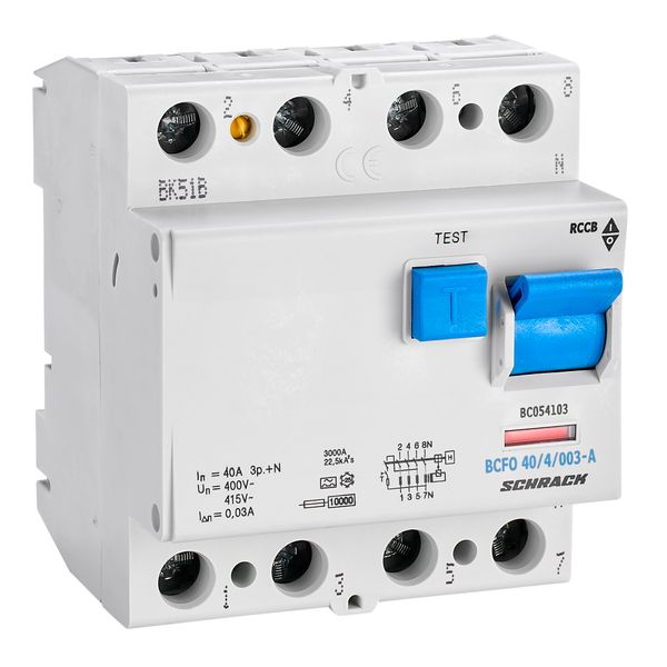 Residual current circuit breaker, 40A, 4-pole,30mA, type A image 1