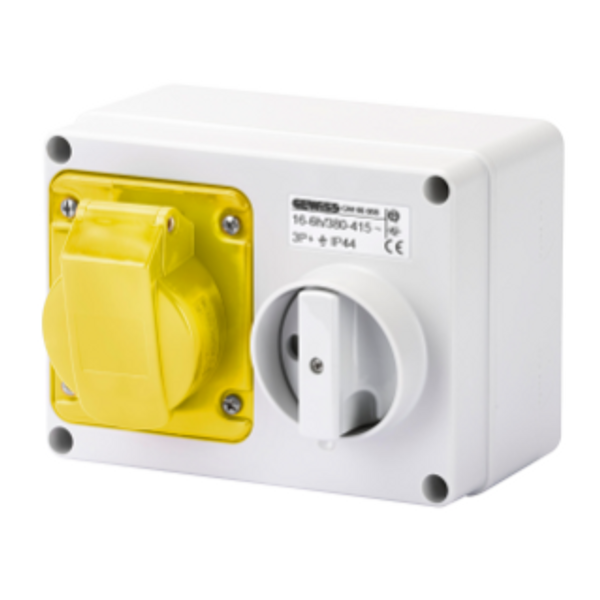 FIXED INTERLOCKED HORIZONTAL SOCKET-OUTLET - WITH BOTTOM - WITHOUT FUSE-HOLDER BASE - 2P+E 32A 100-130V - 50/60HZ 4H - IP44 image 1