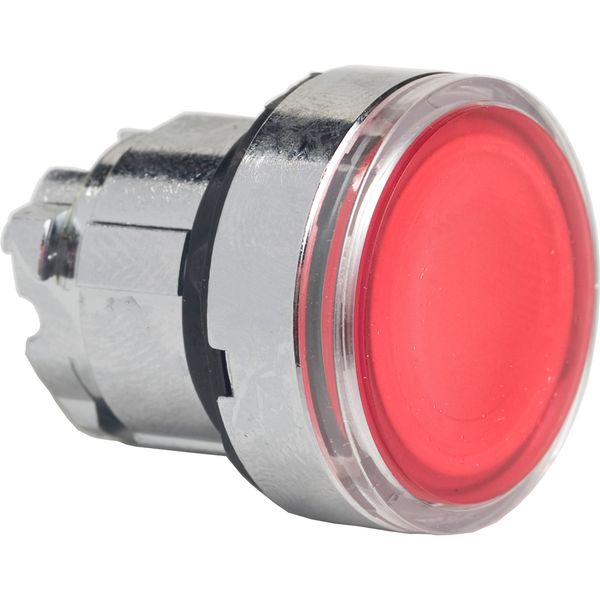 Harmony XB4, Illuminated push button head, metal, flush, red, Ø22, push-push, integral LED, image 1