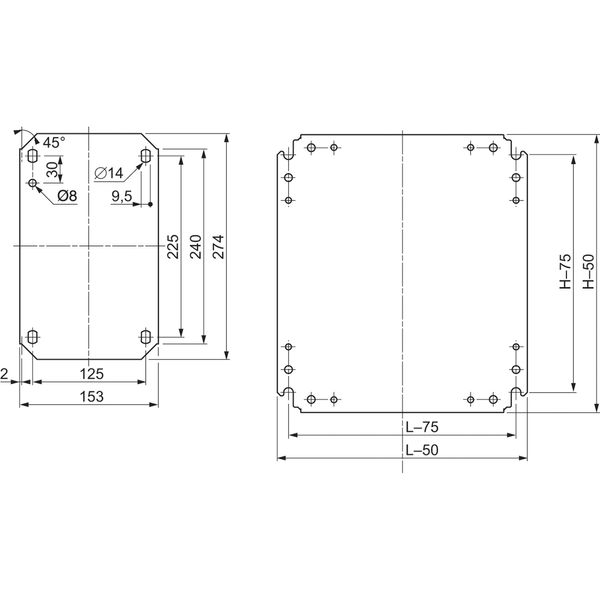Plain mounting plate H300xW300mm made of galvanised sheet steel image 1