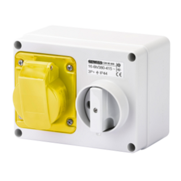FIXED INTERLOCKED HORIZONTAL SOCKET-OUTLET - WITH BOTTOM - WITHOUT FUSE-HOLDER BASE - 3P+N+E 16A 100-130V - 50/60HZ 4H - IP44 image 1