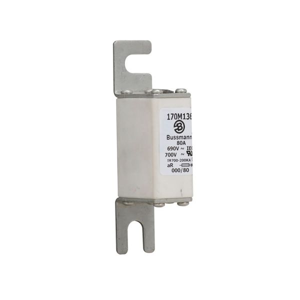 Fuse-link, high speed, 80 A, AC 690 V, DIN 000, 21 x 40 x 100 mm, aR, DIN, IEC, single indicator image 10