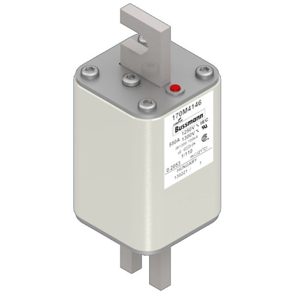 Fuse-link, high speed, 550 A, AC 1250 V, size 1, 53 x 66 x 138 mm, aR, DIN, IEC, single indicator image 3