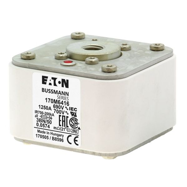 Fuse-link, high speed, 1250 A, AC 690 V, size 3, aR, IEC, UL, single indicator image 3