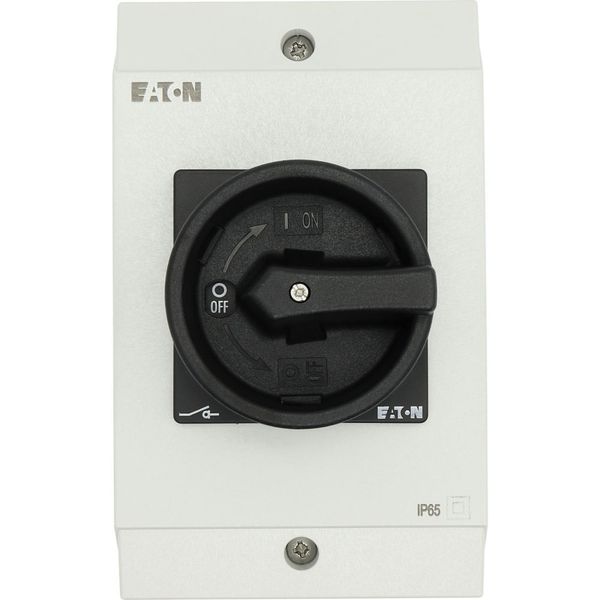Main switch, P1, 32 A, surface mounting, 3 pole, 1 N/O, 1 N/C, STOP function, With black rotary handle and locking ring, Lockable in the 0 (Off) posit image 47