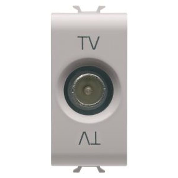 COAXIAL TV SOCKET-OUTLET, CLASS A SHIELDING - IEC MALE CONNECTOR 9.5mm - FEEDTHROUGH 10 dB - 1 MODULE - NATURAL SATIN BEIGE - CHORUSMART image 1