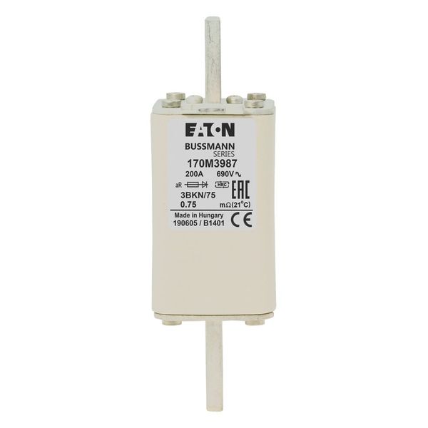 Fuse-link, high speed, 200 A, AC 1000 V, compact DIN 1, 43 x 61 x 138 mm, aR, DIN, IEC, type T indicator image 15