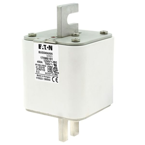 Fuse-link, high speed, 450 A, AC 1250 V, size 3, 76 x 90 x 139 mm, aR, DIN, IEC, type T indicator image 2