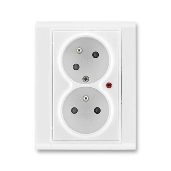 5593F-C02357 03 Double socket outlet with earthing pins, shuttered, with turned upper cavity, with surge protection image 1
