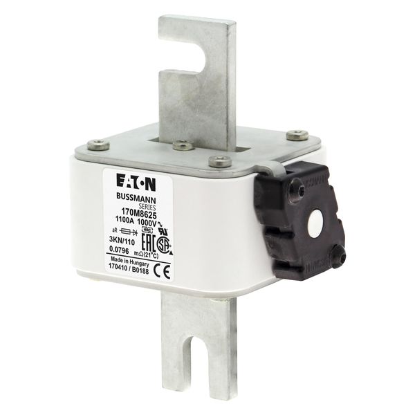 Fuse-link, high speed, 1100 A, AC 1000 V, DIN 3, 74 x 92 x 138 mm, aR, DIN, IEC, single indicator image 6