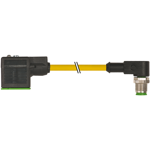 M12 male 90° A-cod./MSUD valve  A-18mm PUR 3x0.75 ye +drag ch. 1.5m image 1