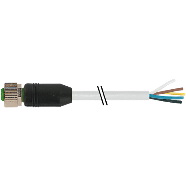 M12 female 0° A-cod. with cable PUR 12x0.25 gy +robot+drag ch. 25m image 1