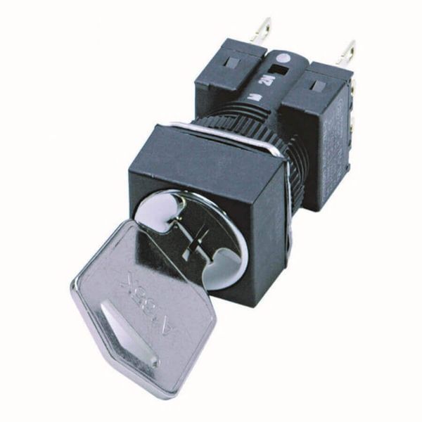 Selector switch complete, square, key-type, 2 notches, spring return, image 3