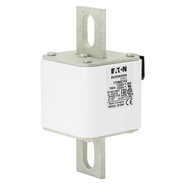 Fuse-link, high speed, 700 A, AC 1250 V, size 3, 76 x 92 x 159 mm, aR, IEC, UL, single indicator image 17