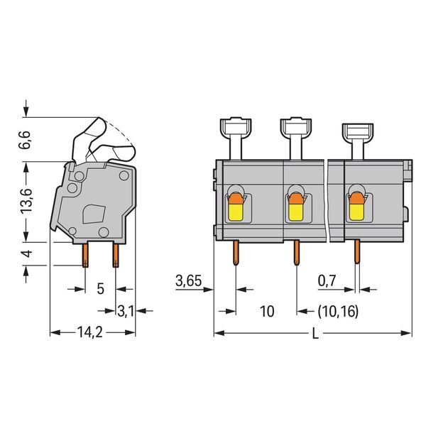 PCB terminal block push-button 2.5 mm² light gray image 2