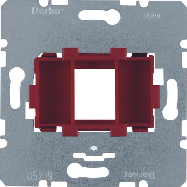 Supporting plate red mounting device 1gang for modular jack, com-tech image 1