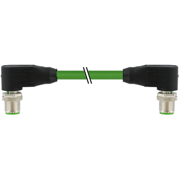 M12 male 90°/M12 male 90° D-cod. PUR 1x4xAWG22 shielded gn  15m image 1