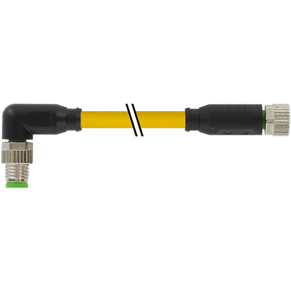 M8 male 90° / M8 female 0° A-cod. PUR 3x0.25 ye UL/CSA+drag ch. 0.6m image 1