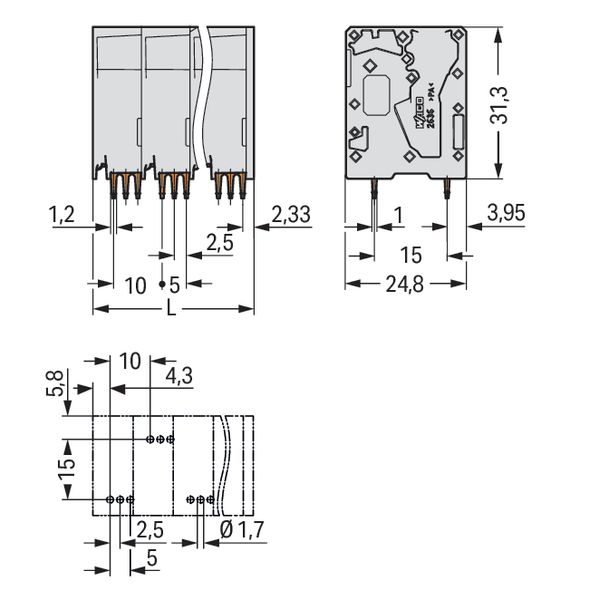 PCB terminal block 16 mm², gray image 2