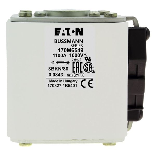 Fuse-link, high speed, 1000 A, AC 1250 V, 2 x size 3, 74 x 177 x 95 mm, aR, IEC, single indicator image 4