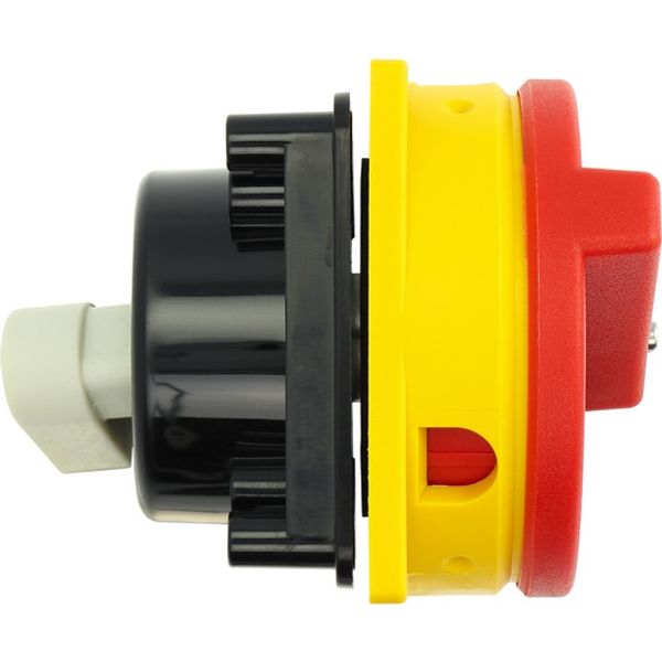 Main switch, P3, 63 A, rear mounting, 3 pole, Emergency switching off function, With red rotary handle and yellow locking ring, Lockable in the 0 (Off image 14