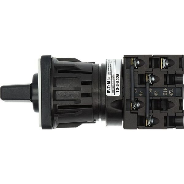 Reversing switches, T0, 20 A, centre mounting, 3 contact unit(s), Contacts: 5, 45 °, momentary, With 0 (Off) position, with spring-return from both di image 26