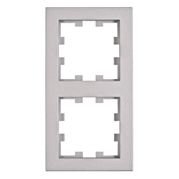 Two gang frame, Design CUBIC, silver image 1