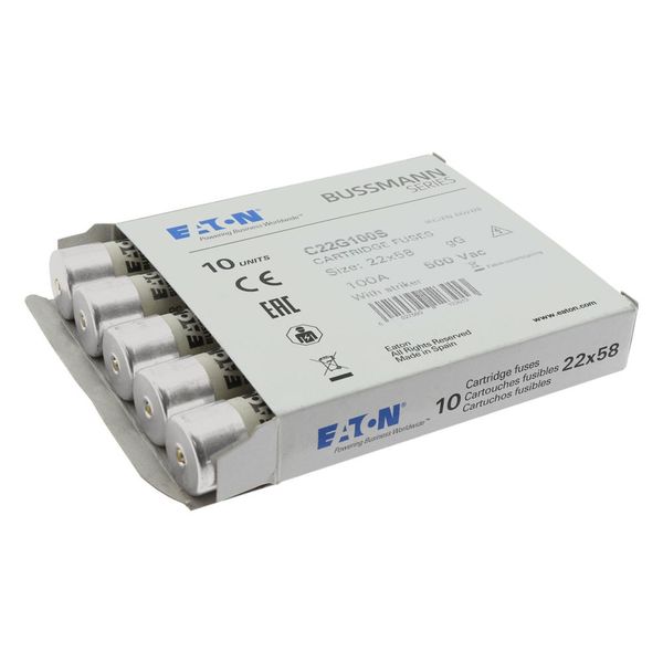 Fuse-link, LV, 100 A, AC 500 V, 22 x 58 mm, gL/gG, IEC, with striker image 14