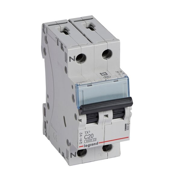 MCB TX³ 6000 - 1P+N - 230 V~ - 20 A - C curve - prong-type supply busbars image 1