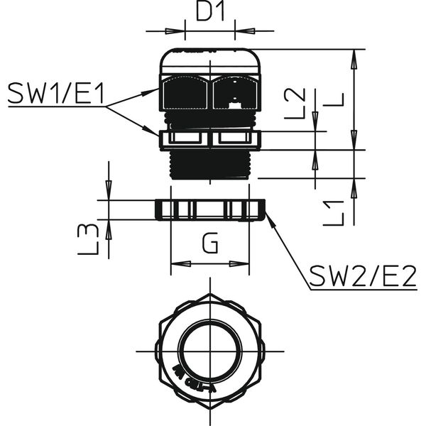 V-TEC PG42+ LGR Cable gland with locknut PG42 image 2