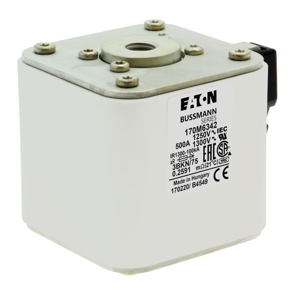 Fuse-link, high speed, 500 A, AC 1250 V, size 3, 76 x 92 x 76 mm, aR, IEC, UL, single indicator image 12