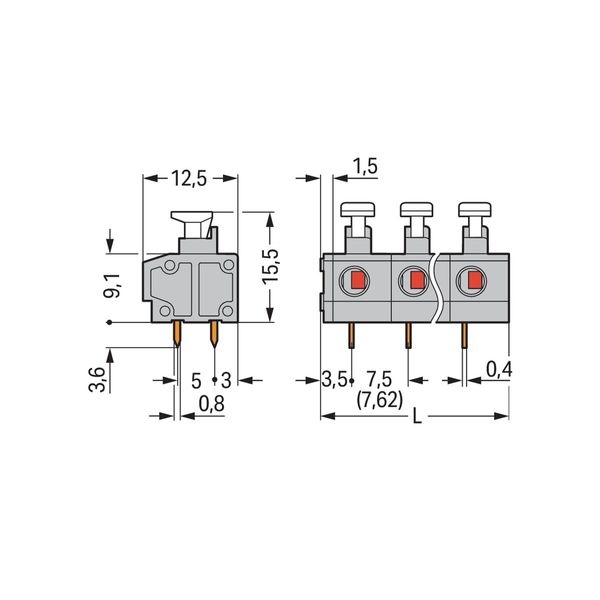 PCB terminal block push-button 1.5 mm² gray image 2