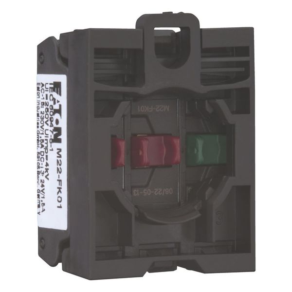Combination of contact element and self-monitoring contact element M22-K01SMC10 with screw terminals, M22-A mounting adapter, and M22-XSMC signaling c image 15