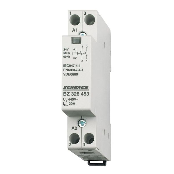 Modular contactor 20A, 2 NO, 24VAC, 1MW image 1