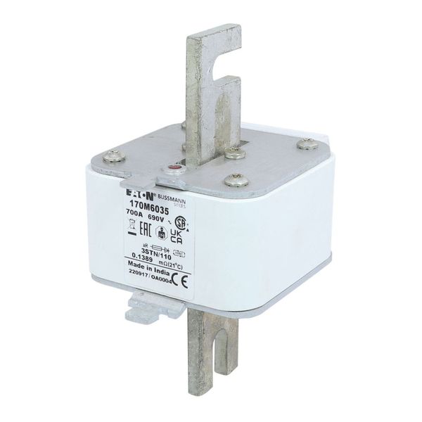 Fuse-link, high speed, 600 A, AC 4000 V, size 3, 85 x 96 x 302 mm, aR, IEC, single indicator image 9