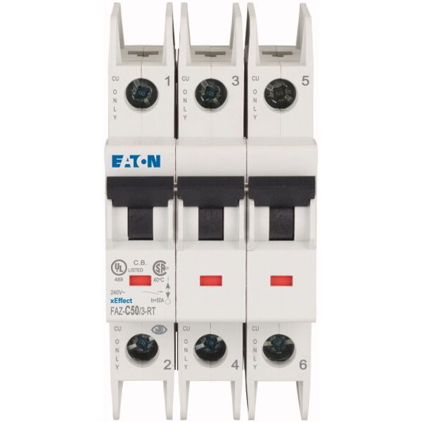 Miniature circuit breaker (MCB), 50 A, 3p, characteristic: C, ring tongue image 2