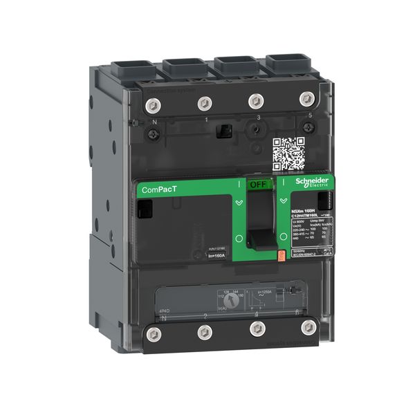 Circuit breaker, ComPacT NSXm 100E, 16kA/415VAC, 4 poles 4D (neutral fully protected), TMD trip unit 50A, EverLink lugs image 3