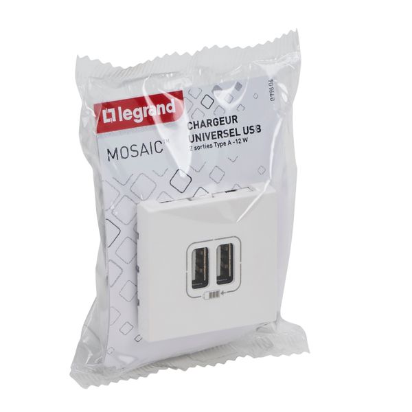 MOSAIC 2 USB CHARGER 2 MOD A+A 3A 15W WHITE image 5