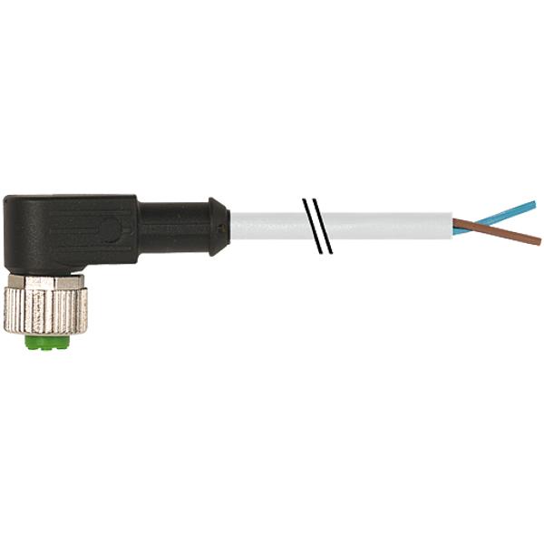 M12 female 90° A-cod. with cable PUR 2x0.5 gy UL/CSA+drag ch. 1m image 1