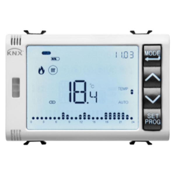 TIMED THERMOSTAT/PROGRAMMER WITH HUMIDITY MANAGEMENT - KNX - 3 MODULES - WHITE - CHORUS image 1