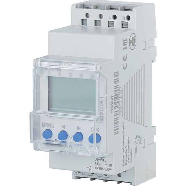 Digital Astronomical Timeswitch, DIN rail 2 TE, weekly program, 1 channel, changeover contact, push terminals image 3