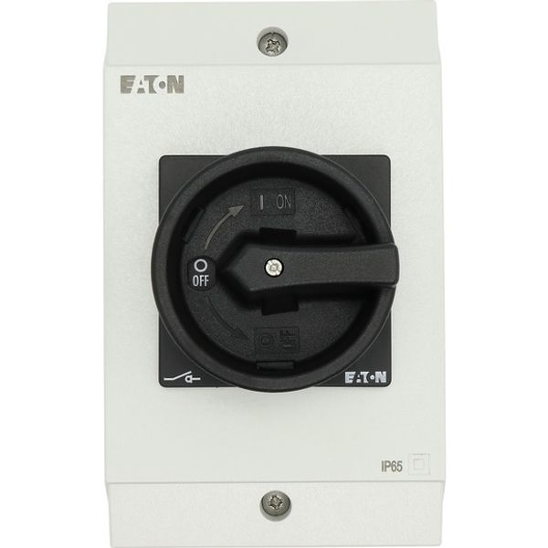 Main switch, T0, 20 A, surface mounting, 3 contact unit(s), 3 pole, 2 N/O, 1 N/C, STOP function, Lockable in the 0 (Off) position, hard knockout versi image 3