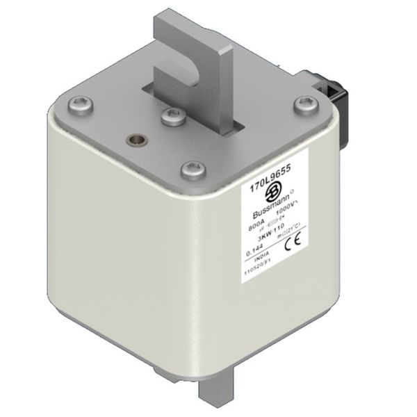 Fuse-link, high speed, 700 A, AC 1000 V, Size 3, 76 x 76 x 75 mm, aR, IEC, single indicator image 4