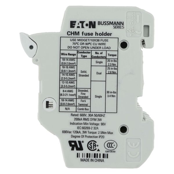 Fuse-holder, low voltage, 32 A, AC 690 V, 10 x 38 mm, 4P, UL, IEC image 59