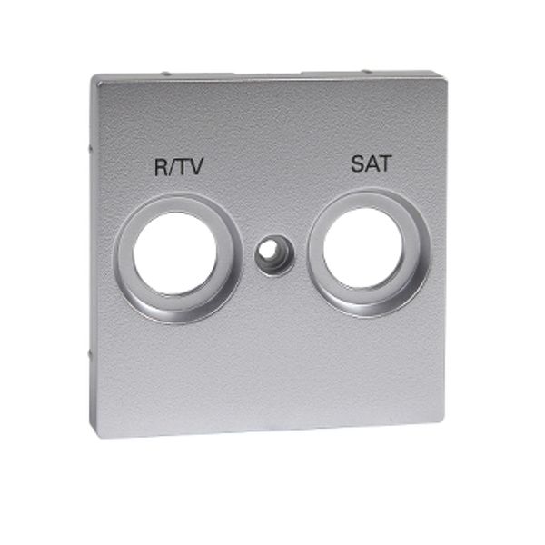 Central plate marked R/TV+SAT for antenna socket-outlet, aluminium, System M image 2